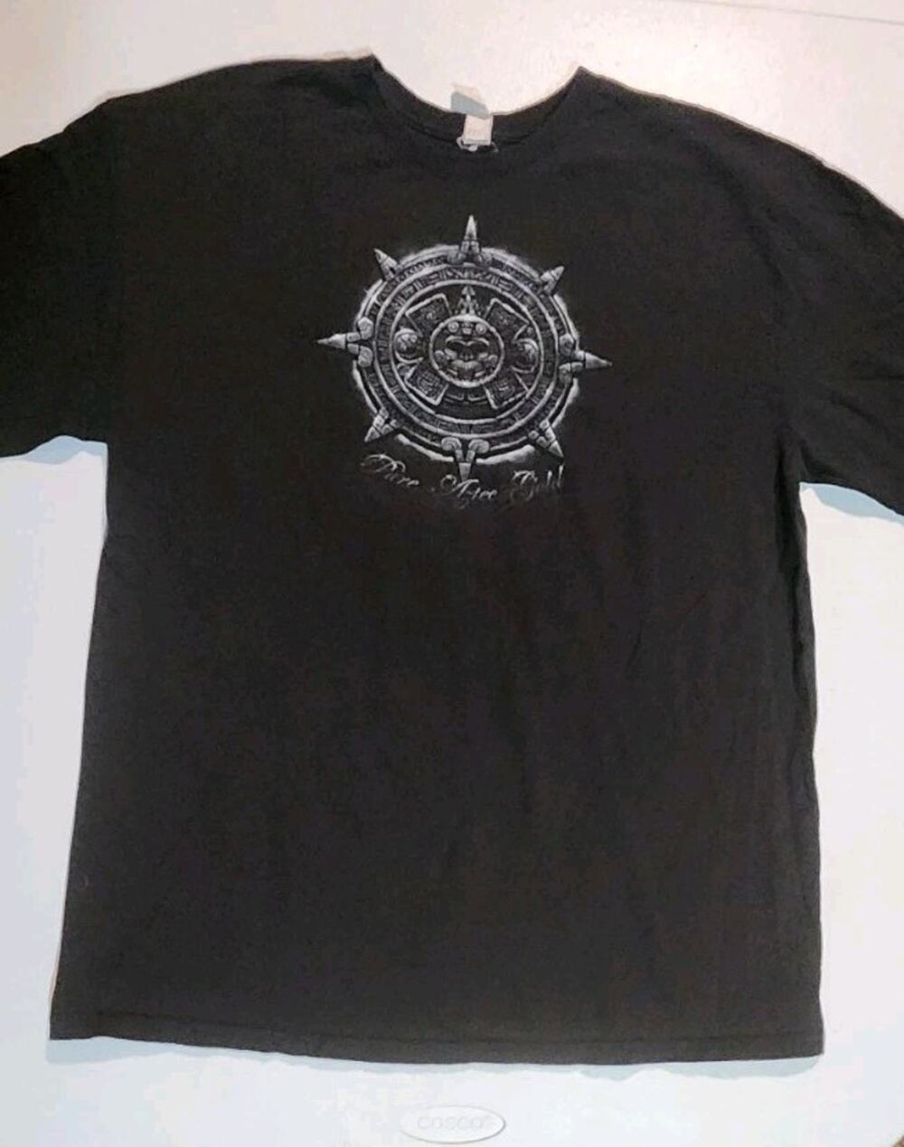 Vintage Shirt Adult XL Black Gold Mayan Aztec Calendar Cozumel Mens Pre Hispanic